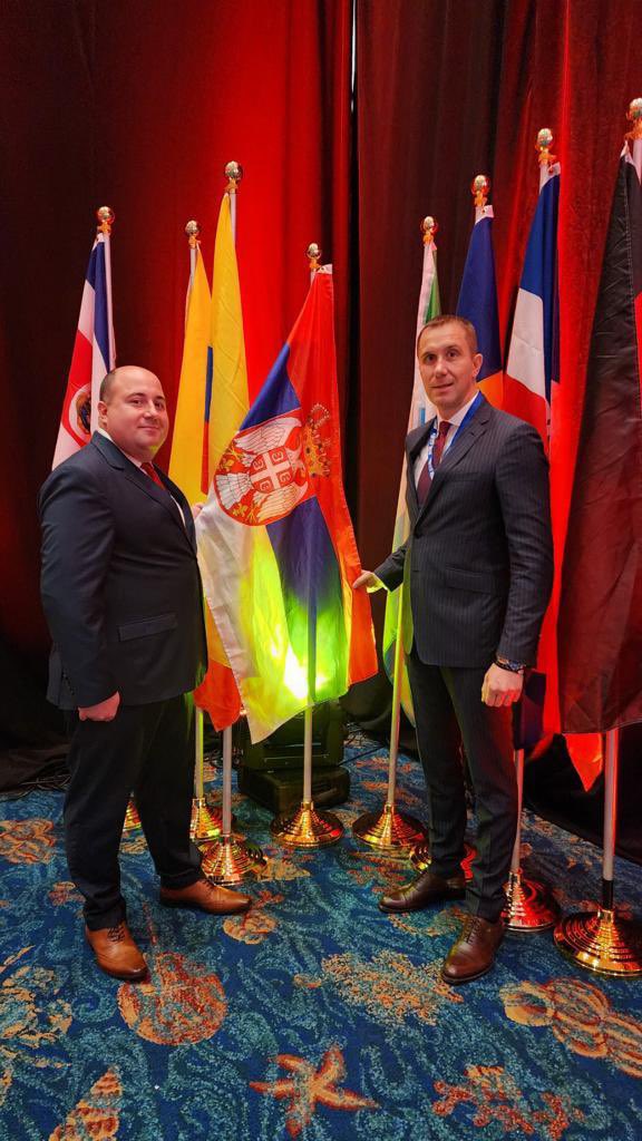 SRBinUS's tweet photo. Being among the keynote speakers at the “Doing Business with the World” panel, Minister Counselors Kozarev and Radojicic participated at the #FITCE event - Florida International Trade and Cultural Expo, and highlighted #Serbia’s business, trade and investment potential. https://t.co/MCXWyNsZMr