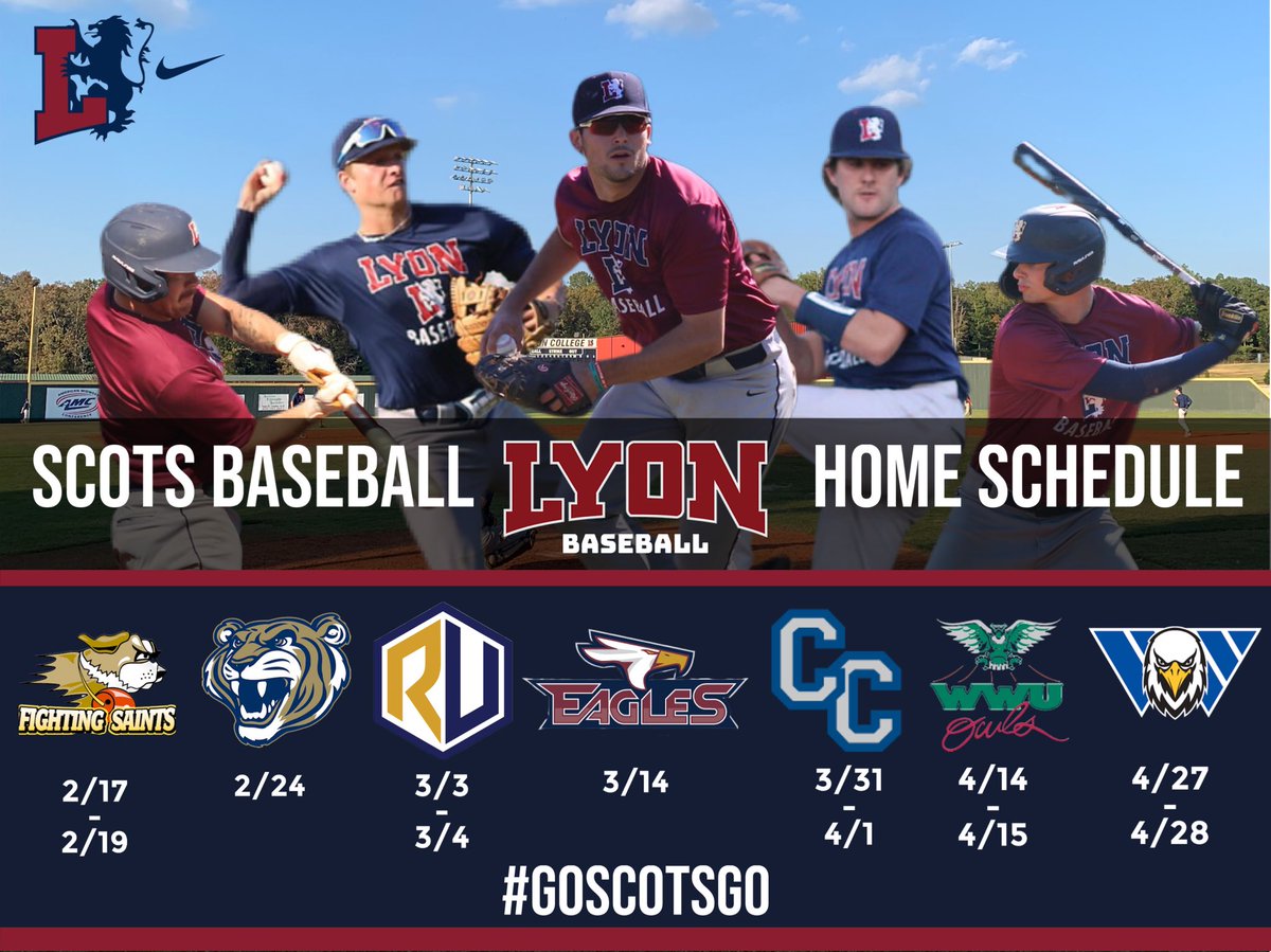 LyonBaseball's tweet photo. Mark your calendars to watch the Scots at Fred Wann Field! #goscotsgo https://t.co/llJ6lLHwpb