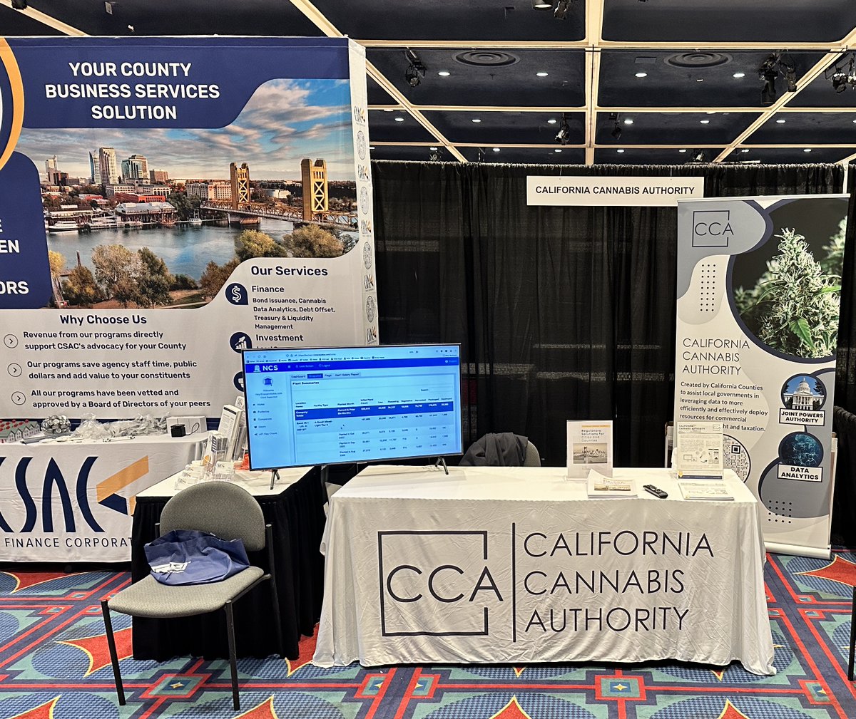 CACannabisJPA's tweet photo. Come by our booth today if you're attending the @CSAC_Counties Annual Meeting! We've had a lot of great conversations with local leaders about the tools available to help them regulate cannabis! https://t.co/0UtR3v0Vqq