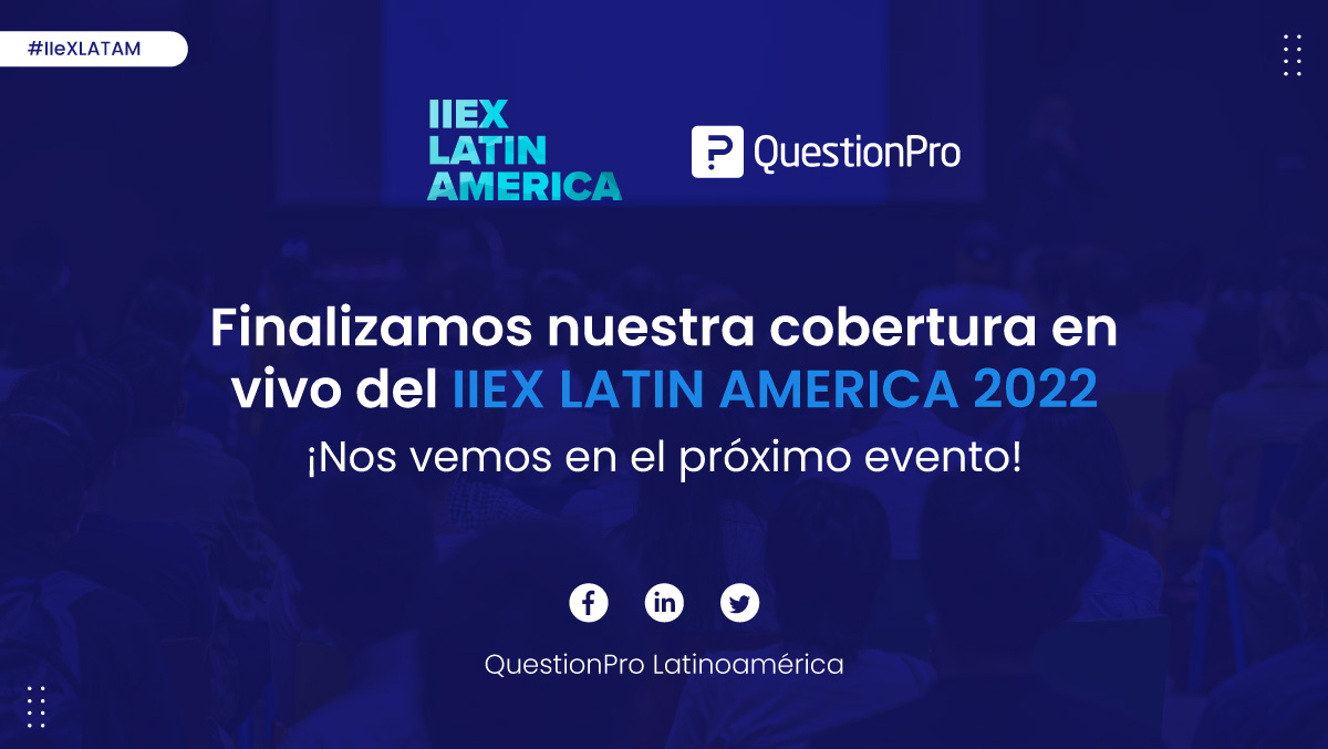 questionpro_es's tweet image. ¡#IIeXLATAM 2022 llega a su fin! Gracias por seguir al nuestra cobertura de la jornada completa. Recuerda que antes de finalizar el día podrás acceder a nuestro resumen del evento actualizado, con todo lo que se vivió y se compartió durante el Día 2 😉