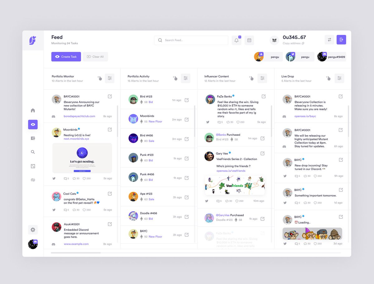 Staying up to date with hundreds of project announcements, updates, and releases has proven to be a challenge for web3 enthusiasts. 

PenguPlatform is a tool designed to simplify user’s experience in web3– combining Discord, Twitter, and OpenSea all into one platform.