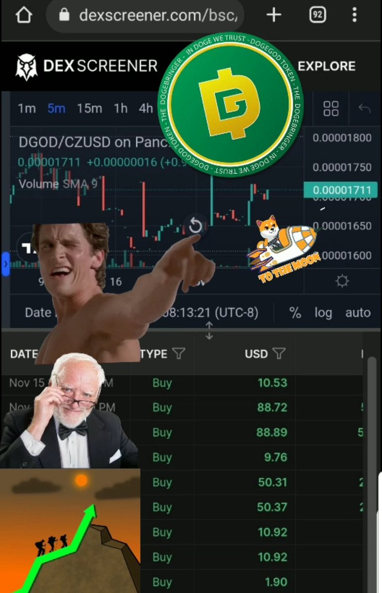 #DogeGod community so strong. #Bitcoin #bearmarket has no effect as <a href="/zodiacs_c/">CZodiac</a> staking pools put upward momentum on the chart. And you can recieve #Dogecoin purchased with #StableCoin collected from #burn'ing $DGOD on every transaction protecting the chart. #BNBChain #BSCNews