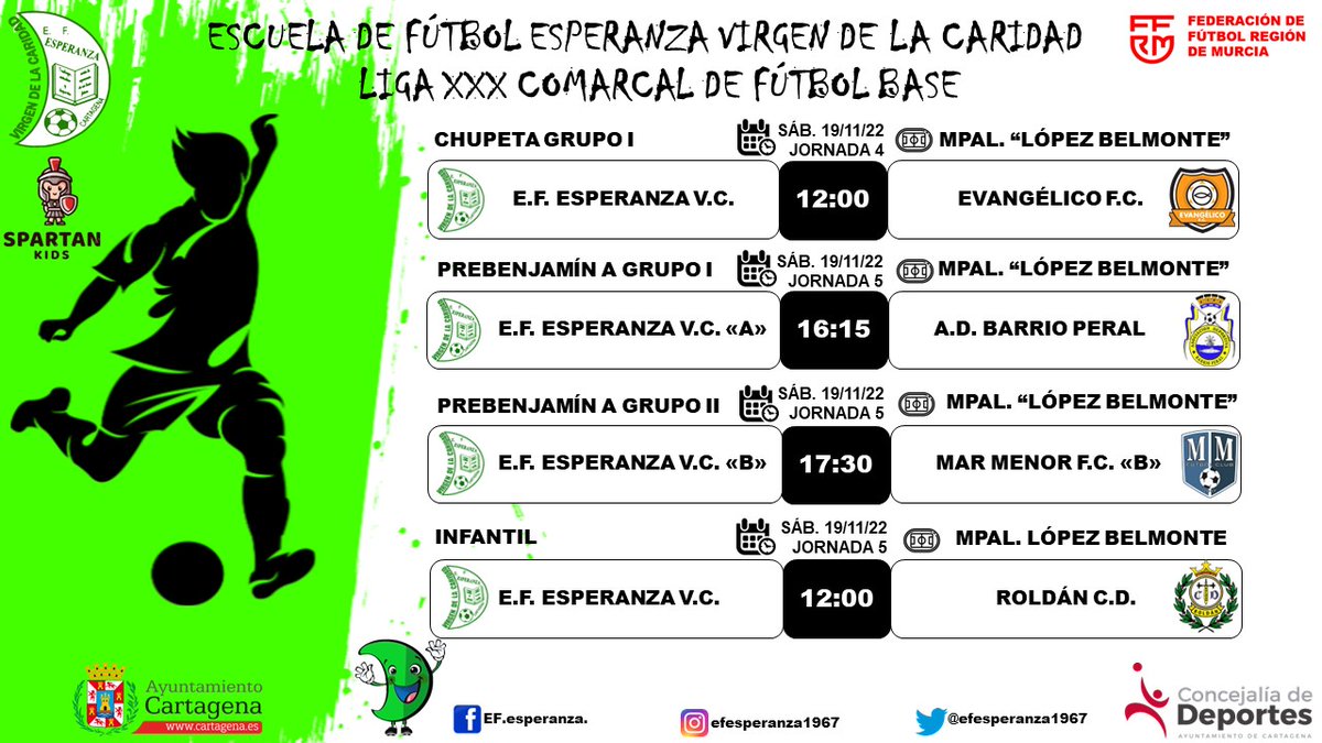 Aquí podéis ver los horarios de todos nuestros equipos para este fin de semana.
