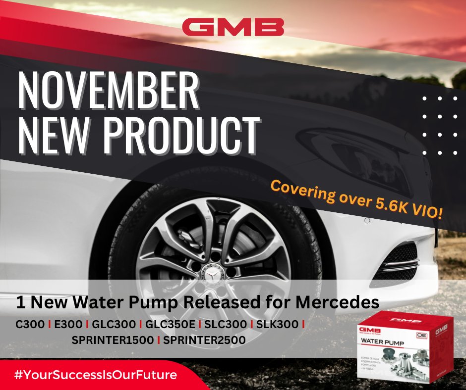 GMBNorthAmerica's tweet photo. 🎁 We got NEW PARTS!
GMB Water Pump released for Mercedes in November covers over 5.6K VIO! 
GO THE EXTRA MILE WITH THE BRAND YOU TRUST!

Contact sales@gmb.net for more information!

#November2022 #Newproduct #Newrelease #AvailableNow #Mercedes #Benz #WaterPump #CoolingSystem… https://t.co/DsTuvBkZnC