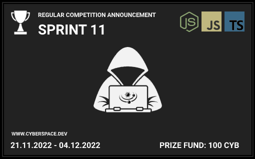 CyberspaceDev's tweet image. The competition will open at 14.03.2022 - 00:00:00 CET, prize pool CYB 100, good luck!
#python #programming #coding #programmer #developer #java #webdeveloper #webdevelopment #webdesign #html #code #programmers #computerscience #technology #hacker #webdev #frontend #reactjs