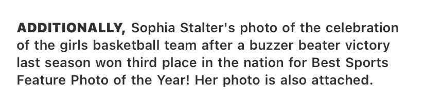 SophiaStalter's tweet photo. 3RD PLACE IN THE NATION FOR BEST SPORT FEATURED PHOTO OF THE YEAR!!🏀 https://t.co/nMZlcm3MZk