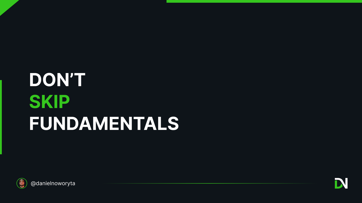 danielnoworyta's tweet image. Self-learning how to code tip 💡📖
DON'T SKIP FUNDAMENTALS
If you skip fundamentals You will get stuck when you make this transition from fundamentals to writing your own code.
#selflearning #learninghowtocode #codelearning #codingcareer #firstjobinit
