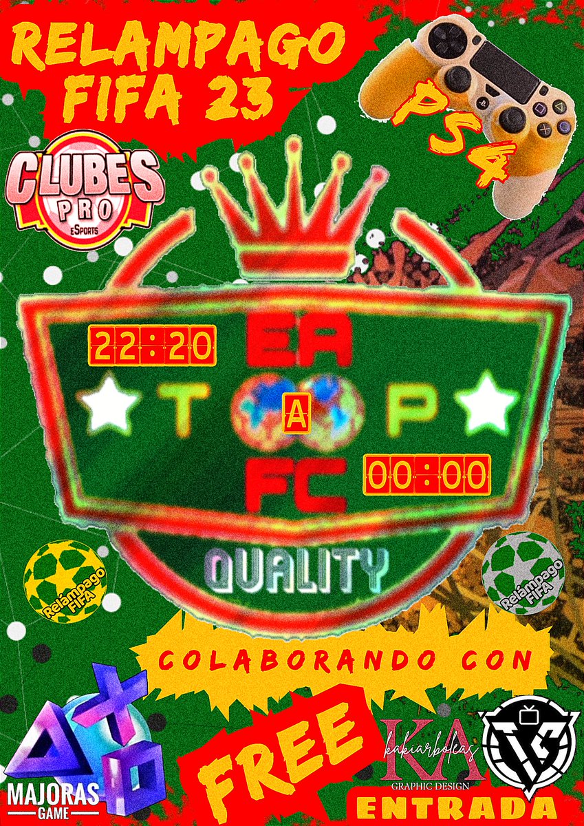 ⚡ RELÁMPAGO PS4 ⚡

📅 JUEVES 17 de NOV
🕰 22:20 a 00:00

📜 Organizan <a href="/TorneosEAFCplay/">🇪🇸TORNEOS EAFC PLAY ®️</a> &amp; <a href="/majoras_game/">MAJORASGAME</a>

🌐 Inscripciones en majorasgame.com

🔆 Patrocina <a href="/Tus_Chollazo/">Tus Chollazos</a>

Se agradece RT
<a href="/Freeagent_PS/">Pro Clubs Free Agency</a> <a href="/vGamesRT/">vGamesRT 🔄</a> <a href="/_chocolate3000/">AYUDAS FIFA CHOCO3K🐦</a> <a href="/AyudanteSports/">AyudanteSports</a> #FIFA23 #PS4share  #PS5Share