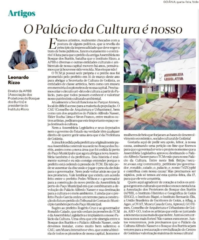 leonardorizzogo's tweet photo. O PALÁCIO É NOSSO!
Governador Ronaldo Caiado e Prefeito Rogério Cruz, vocês estão  com a chance de fazer a diferença  na história da Cultura goiana. Não vamos nos submeter à pressão da Alego e deixar passar o decreto para a entrega do prédio ao TCM! https://t.co/sjs1g9K0UW