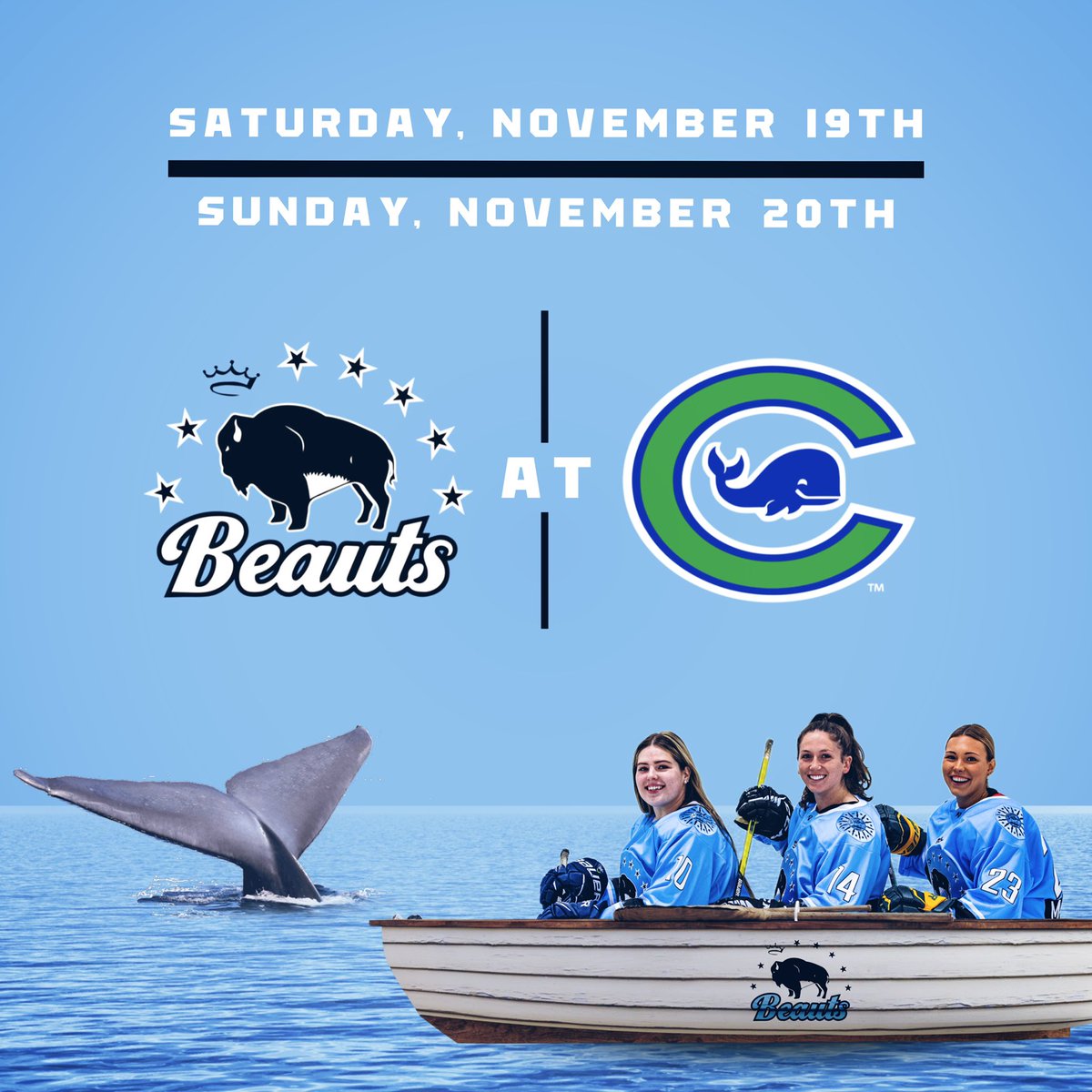 BuffaloBeauts's tweet photo. We are in our whaleboats this weekend #Beauts fans as we head to Connecticut to face the Whale on Saturday and Sunday! 🛶

#RowTheBoat #PHF #FortBeaut 
🖼: @jsantalucia96 https://t.co/3c42QyEiQq