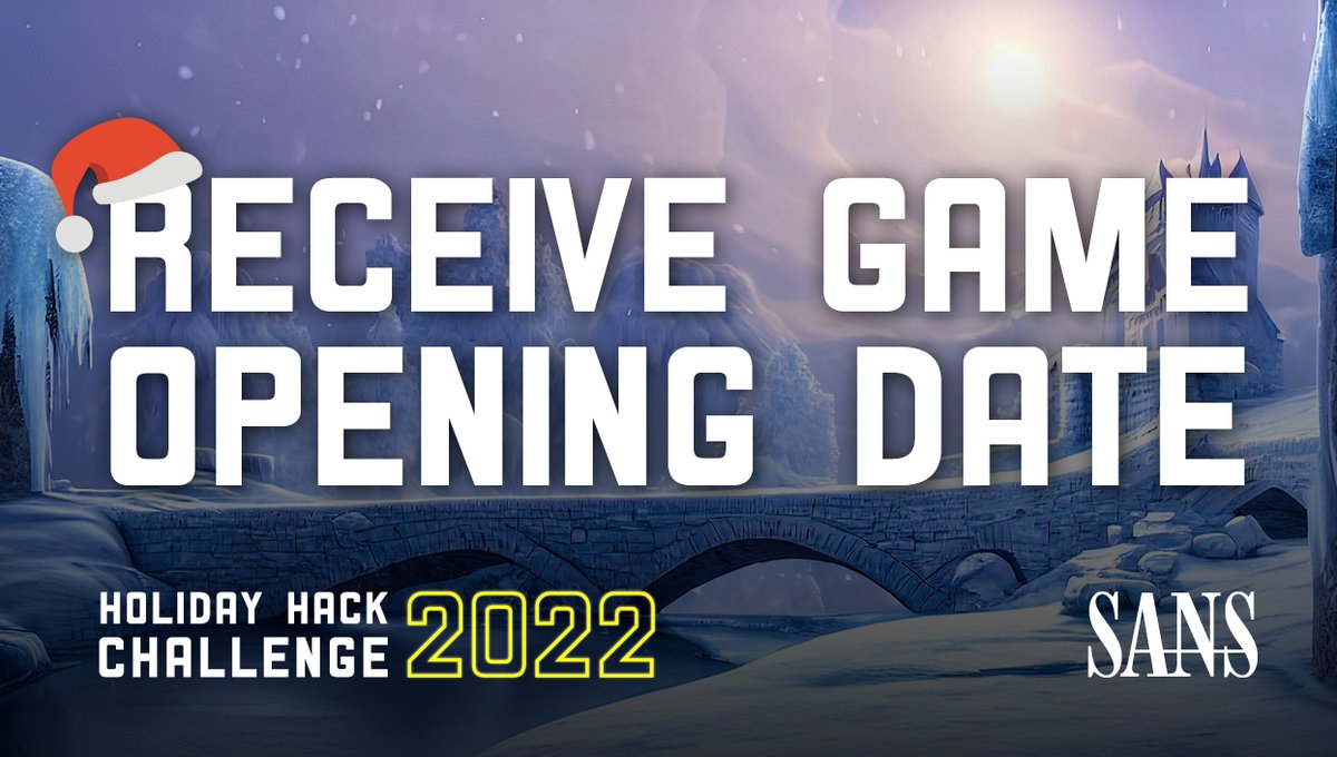 KringleCon's tweet image. It&apos;s coming, it’s coming – 🎄🎁 SANS #HolidayHack Challenge will be here before you know it. Sign up to get notified when it’s open and don’t miss a minute of game play &amp;gt; sans.org/u/1nAs