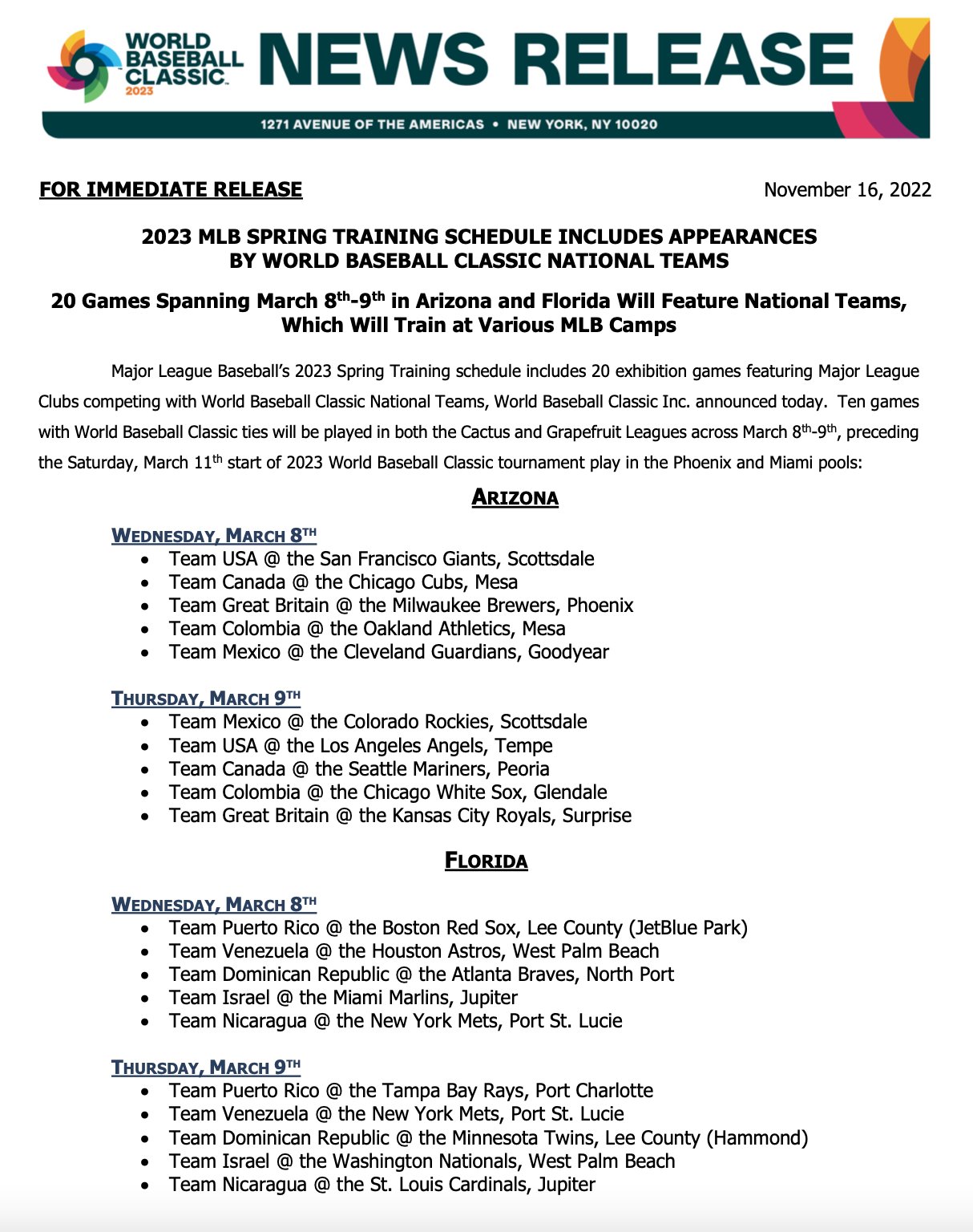 MLB spring training schedule 2023 Arizona Cactus League information
