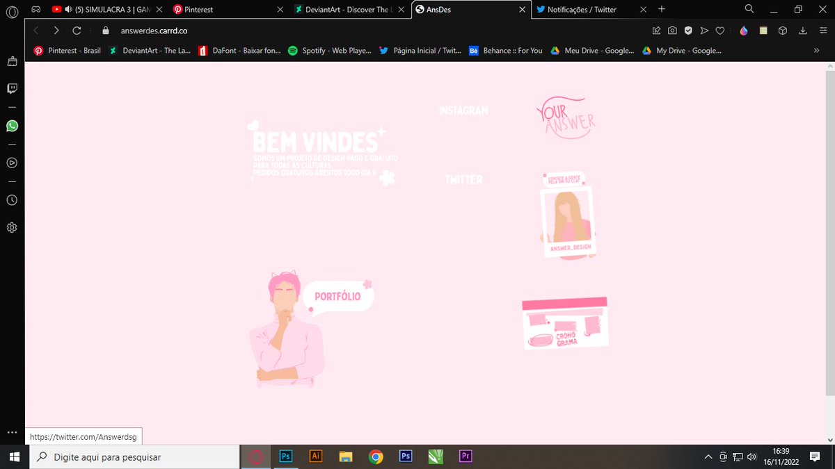 Answerdsg's tweet image. print do novo carrd do projeto &amp;lt;3