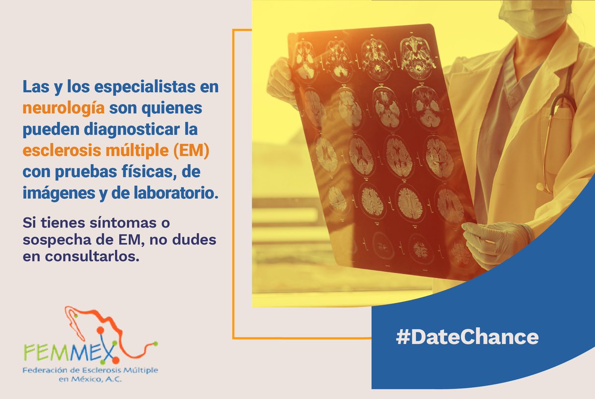 FEMMEXAC's tweet photo. ¿Tienes sospecha de esclerosis múltiple y no sabes quién puede diagnosticarte y tratarte?

Son las y los especialistas en #neurología con los que debes acudir a consulta médica. 

#DateChance https://t.co/Y63iOvv5jo