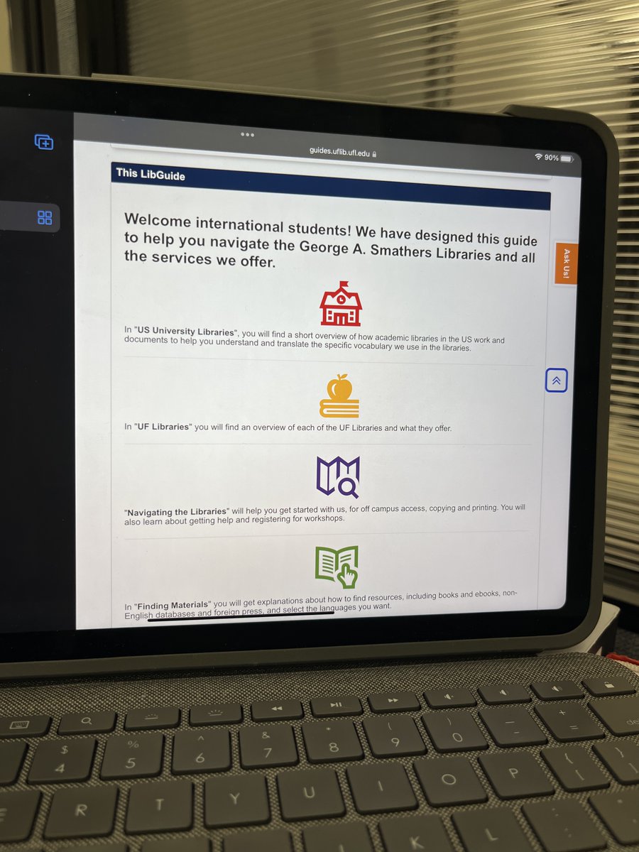 We know that navigating the Libraries can be intimidating, especially when you’re a student adjusting to a new place, a new culture, or a new language! Check out our LibGuide created for international students on how to find and use our resources! 

guides.uflib.ufl.edu/internationals…