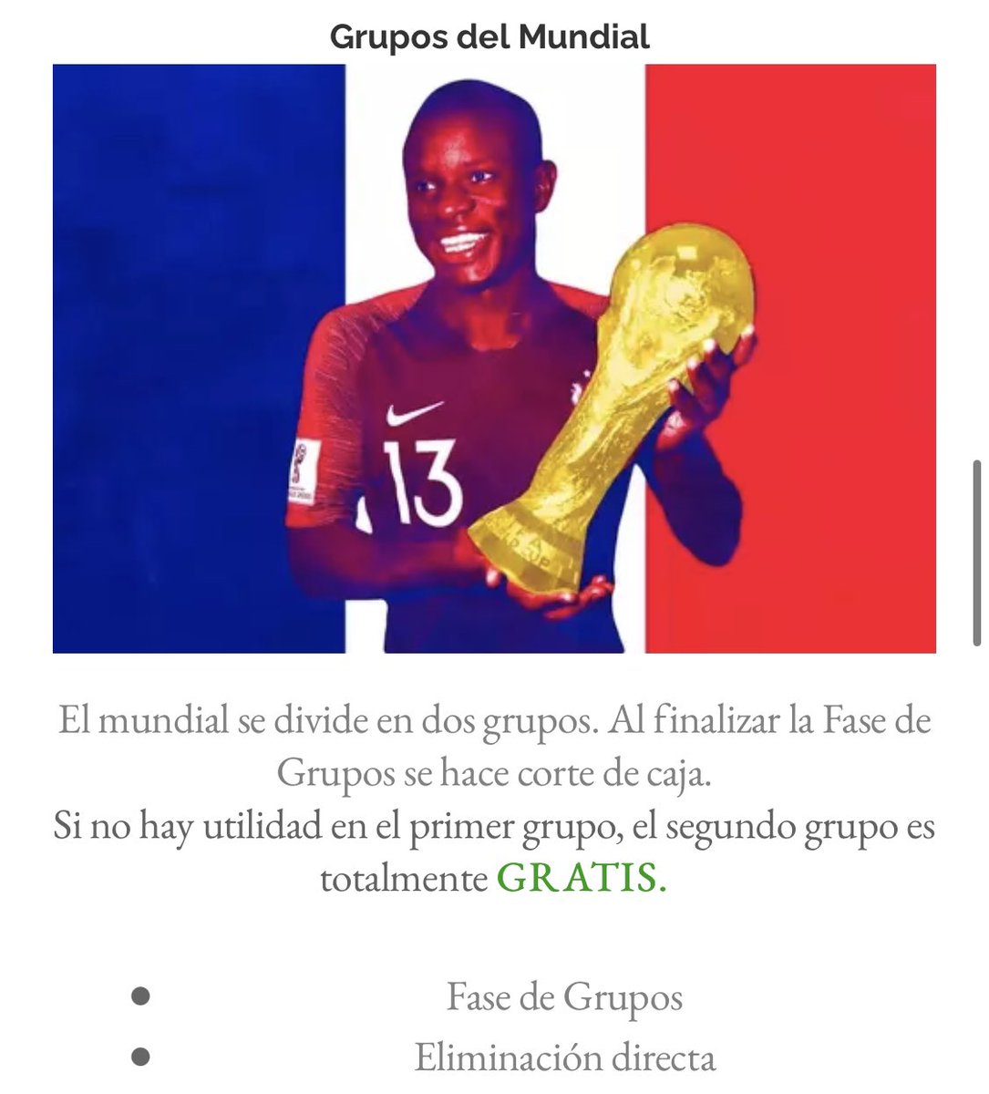 ¿Aún no sabes a con que tipster apostar en el mundial? El grupo del apostador más popular ya está disponible, pregunta en nuestro telegram como acceder a las apuestas de Cristian Rey. t.me/losreypick