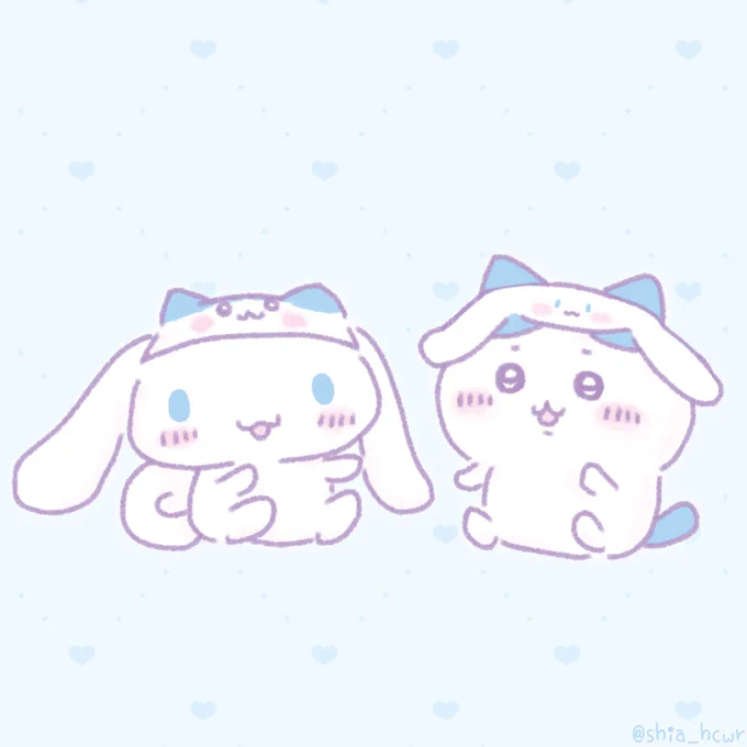シナモン×ハチワレちゃん次のサンリオコラボで期待してます#ちいかわファンアート#ハチワレ#シナモロール 