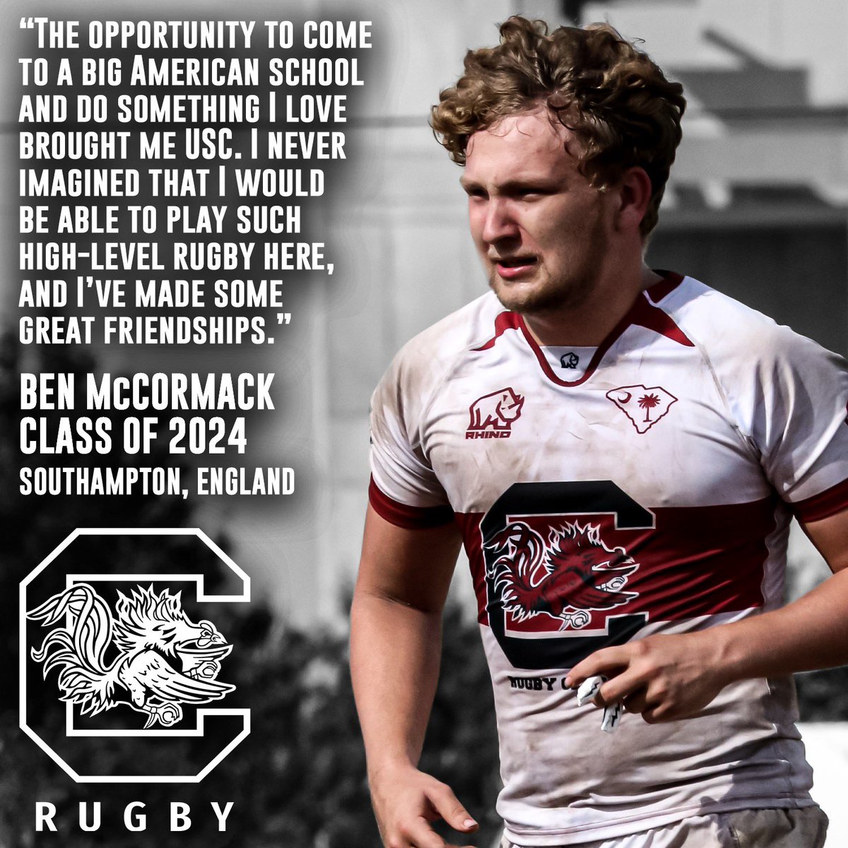 CockRugby's tweet photo. Junior Ben McCormack shares his thoughts about our program. Would you like to be part of the program? Enter our recruiting portal! #CockRugby #WitDaButta #USC27 https://t.co/bbwXFH6lZM