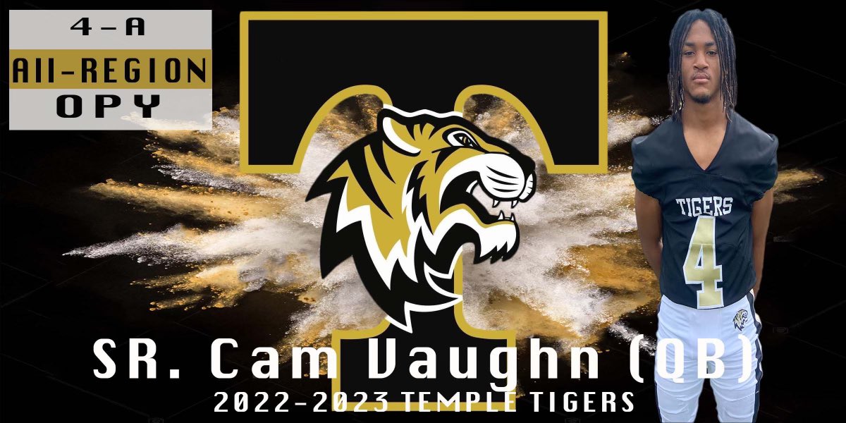 Temple Tigers Football (@temple_tigers) on Twitter photo Congrats to Senior <a href="/camvaughn4_/">cam vaughn</a> (QB) on being named the 2022 Region 4A Offensive Player of the Year. Go Tigers! #TigerPride <a href="/GradickSports/">Gradick Sports</a> <a href="/RecruitGeorgia/">Recruit Georgia</a> <a href="/NwGaFootball/">NwGa Football</a> @Mansell247 Congrats to Senior <a href="/camvaughn4_/">cam vaughn</a> (QB) on being named the 2022 Region 4A Offensive Player of the Year. Go Tigers! #TigerPride <a href="/GradickSports/">Gradick Sports</a> <a href="/RecruitGeorgia/">Recruit Georgia</a> <a href="/NwGaFootball/">NwGa Football</a> @Mansell247