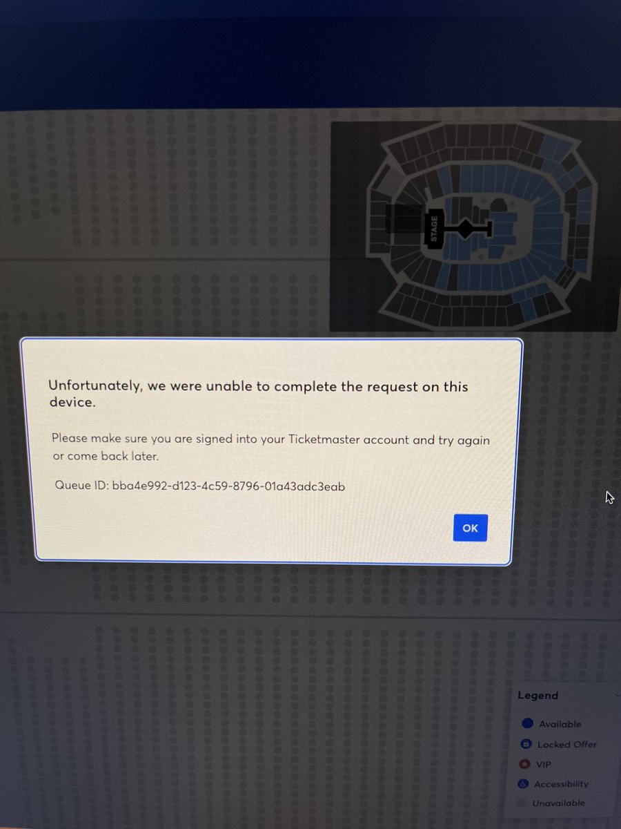 sarahwolfgram's tweet photo. @TMFanSupport I waited in queue and continue to get this error: https://t.co/DBpBM4R8ZX