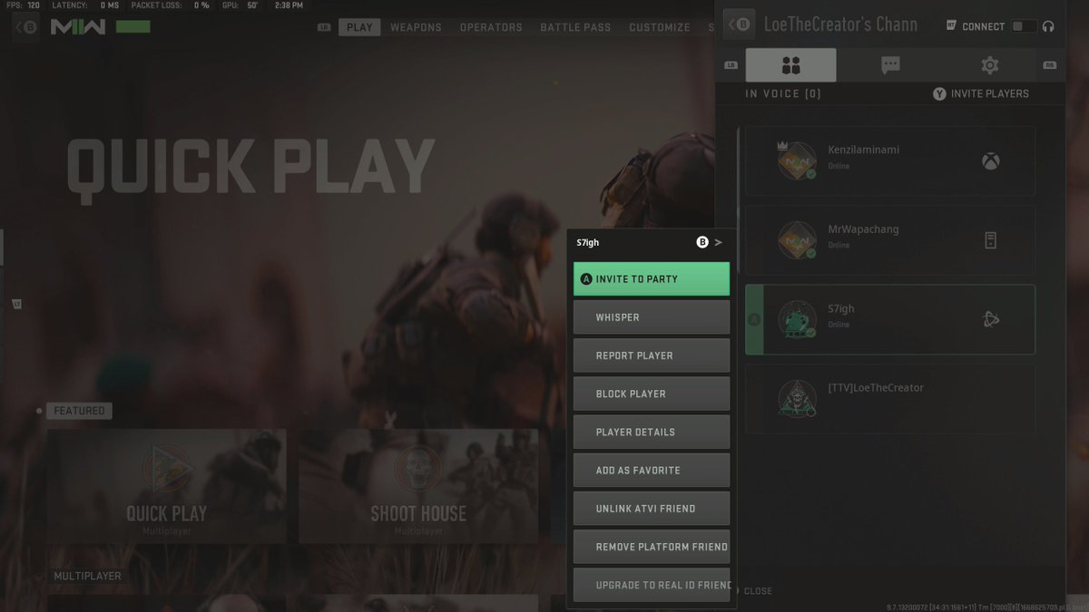 LoeTheCreator's tweet photo. You'll want to go to the channel tab and invite the players in your friendlist to your channel. Once they're there you'll be able to send an invite to them so that they can join your party.  
#MWII #MW2 #Warzone2  #DMZ

If you have questions I'm LIVE --> https://t.co/ruSeUgTeH9 https://t.co/jsP1yp5dm8