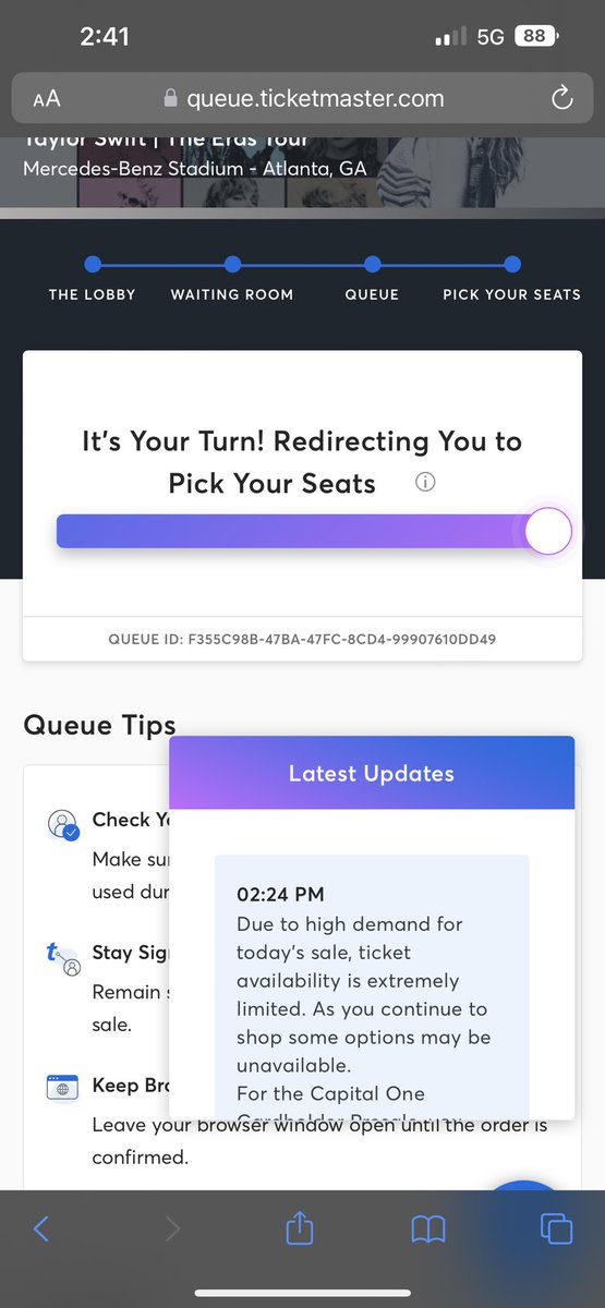 thegtbee's tweet photo. I have been on this same screen for 20 minutes @Ticketmaster @TMFanSupport https://t.co/nBHaIIsaXA