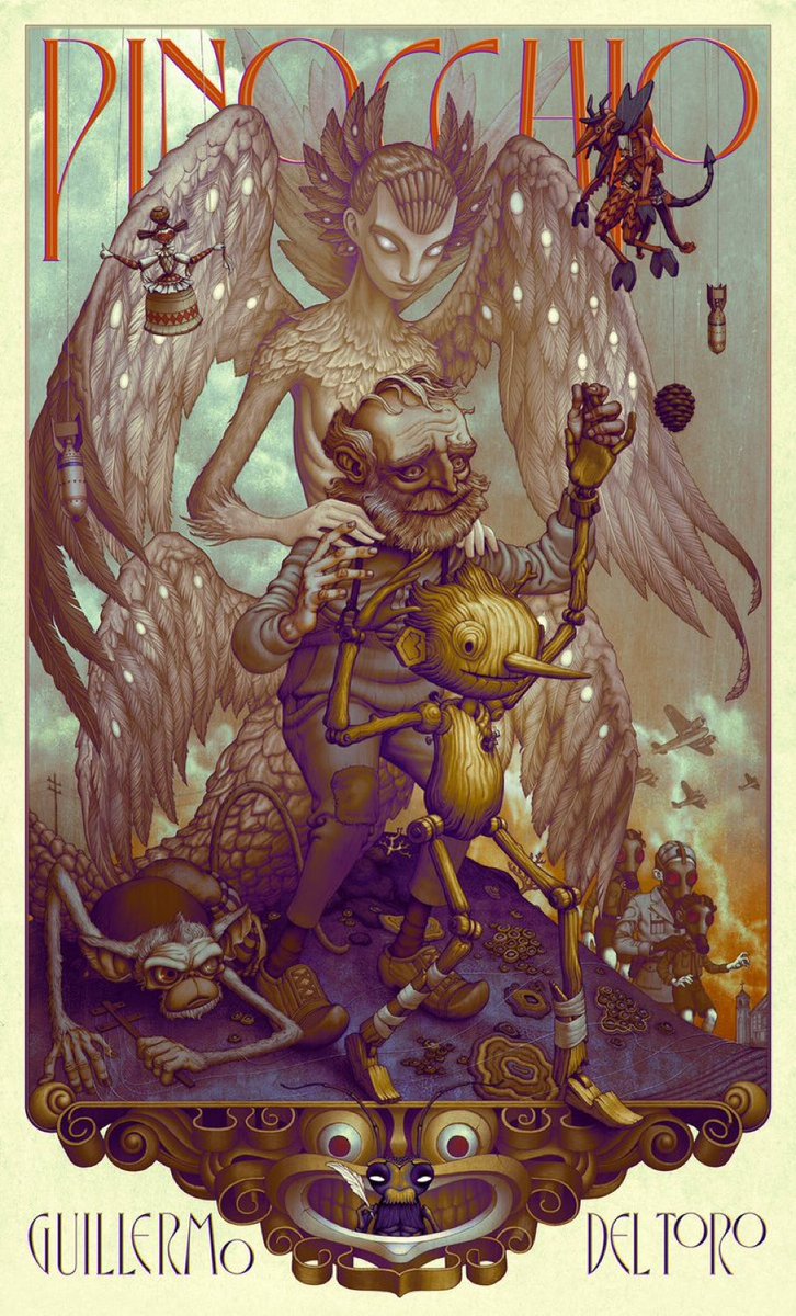 Roybattyforever's tweet photo. Increíble poster de “Pinocho” de Guillermo Del Toro.

Arte de James Jean. https://t.co/WLU7m2xcp4