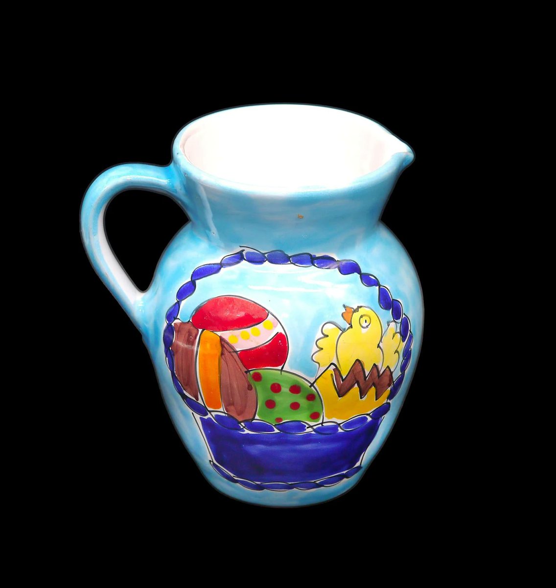 G97816960Girl's tweet photo. La Musa de Simone Easter-themed lemonade, iced-tea, kool-aid pitcher made in Italy. https://t.co/0nHzA5wxnM via @Etsy #BuyfromGroovy #antiqueshop #Eastertable #LaMusa #tableware #vintagetableware #LaMusadeSimone #koolaidtime #icedteatime #vintagedishes #Easterdishes #EtsySellers https://t.co/pqElyByX0I