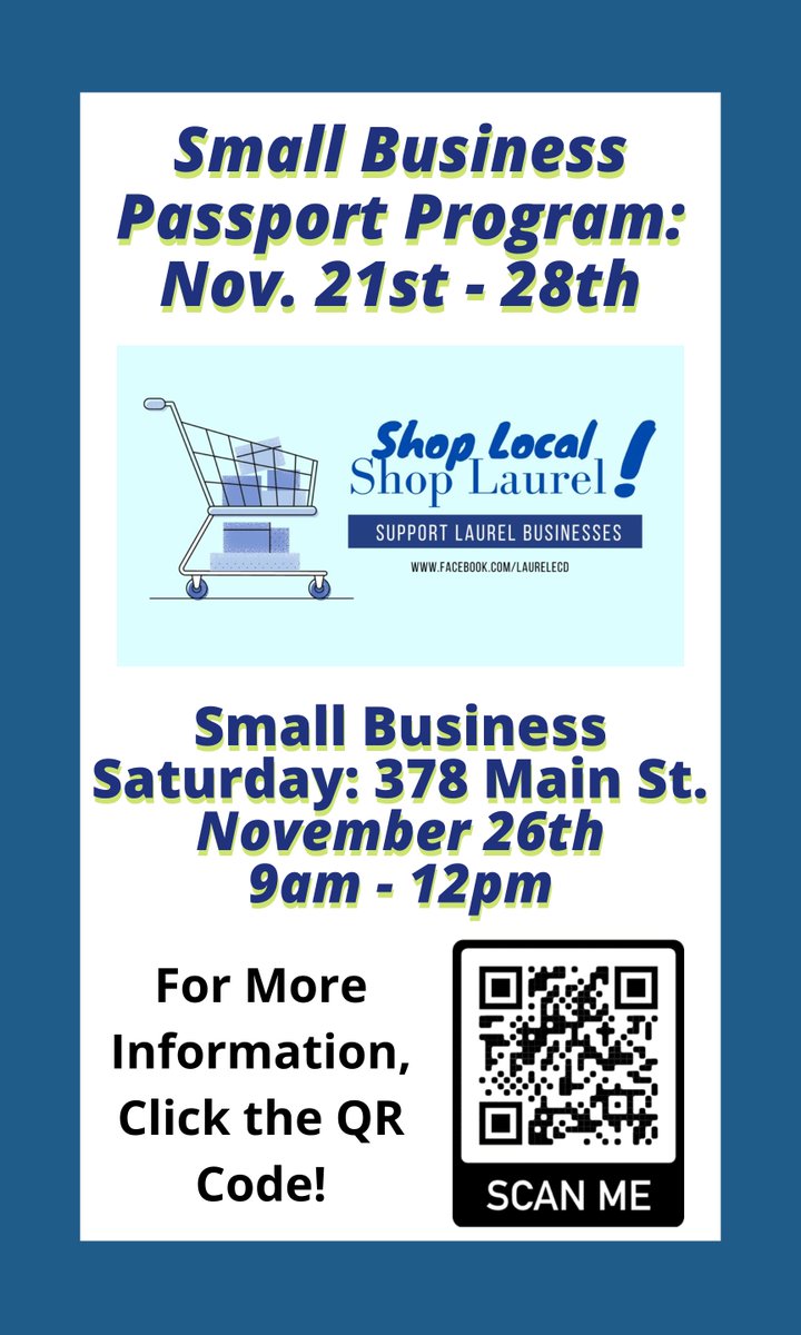 Pick up a Small Business Passport for the chance to win one of our prize baskets! Event lasts from November 21st to November 28th at 4 PM.
We'll also be outside on Small Business Saturday, Nov. 26th at 378 Main Street from 9 AM to 12 PM to give out passports (&amp; donuts &amp; coffee).