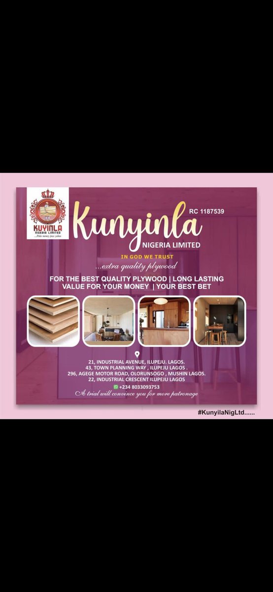 ariyike_taiwo's tweet photo. When it comes to undisputed quality 

Look no further 

Kunyinla Nigeria limited is your guaranteed plug for extra quality 💯💯💯

#KUNYINLANIGLTD
#KUNYINLANIGLTD
#SuperEagles 
#BelievingIsWonderful
#Dollars
#Wike
#MuslimMuslim
#Missionary https://t.co/EZWIeNaeRB