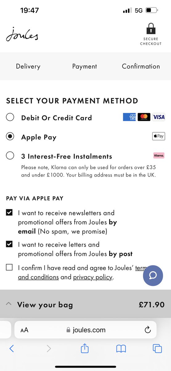 HanCham's tweet photo. @Joulesclothing so gift cards no longer a payment option, I assume that’ll be it then? 
p.s. sorry to all the staff going through this rn it’s not your fault. https://t.co/pYGpX6inOD