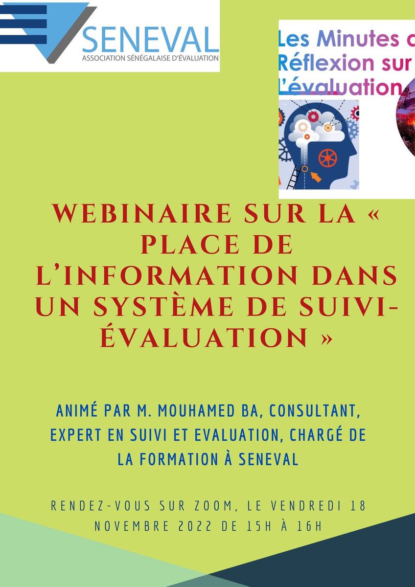 IOCE_eval's tweet photo. #Invitation | @SENEVAL3 vous invite au webinaire sur "La place de l'information dans un système de suivi-évaluation"

📅Vendredi, 18 novembre 2022
⏰15h -16h GMT

Inscrivez-vous à l'activité à partir du lien suivant :
https://t.co/DSxowRnWCf

#VOPEVoice #IOCETogether #IOCEval https://t.co/fqHmEDBKBb
