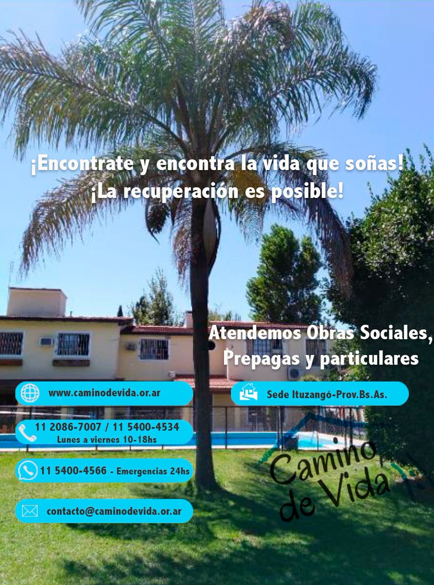 caminodevida_ar's tweet photo. https://t.co/u2WXsjiMQ9
☎ 112086-7007 / 11 5400-4534
----Lunes a viernes 10-18hs-
📞11 5400-4566 - Emergencias 24hs
✉ contacto@caminodevida.org.ar

#adicciones #adiccion #adicción
#rehabilitación #rehabilitacion
#drogas #droga
#alcohol
#salud https://t.co/zL5KviSNqq