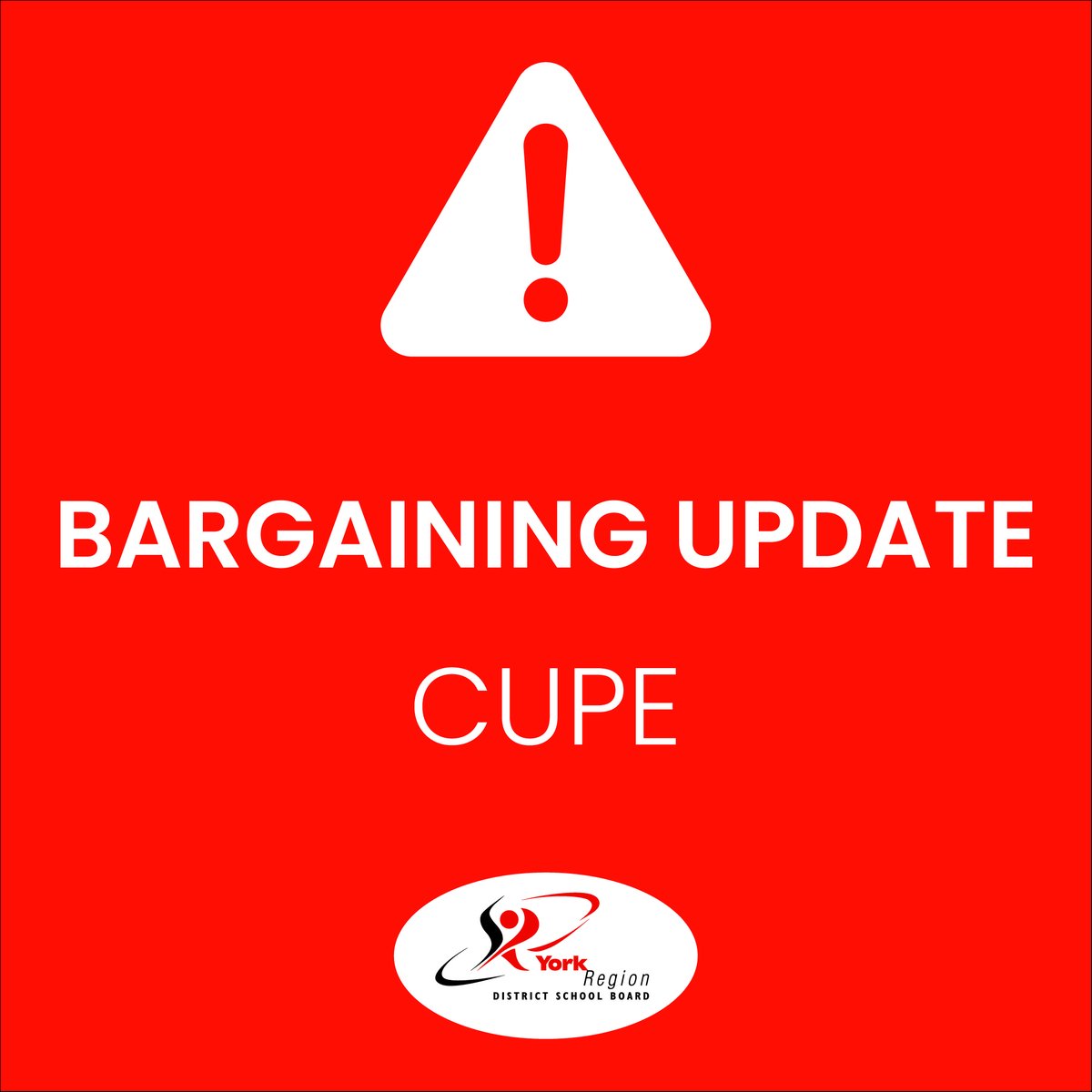 CUPE has provided notice of strike action for full withdrawal of services on Nov 21 if a settlement is not reached.  If the strike occurs, #YRDSB schools will be closed to students on Nov 21.  

More info: www2.yrdsb.ca/potential-scho…