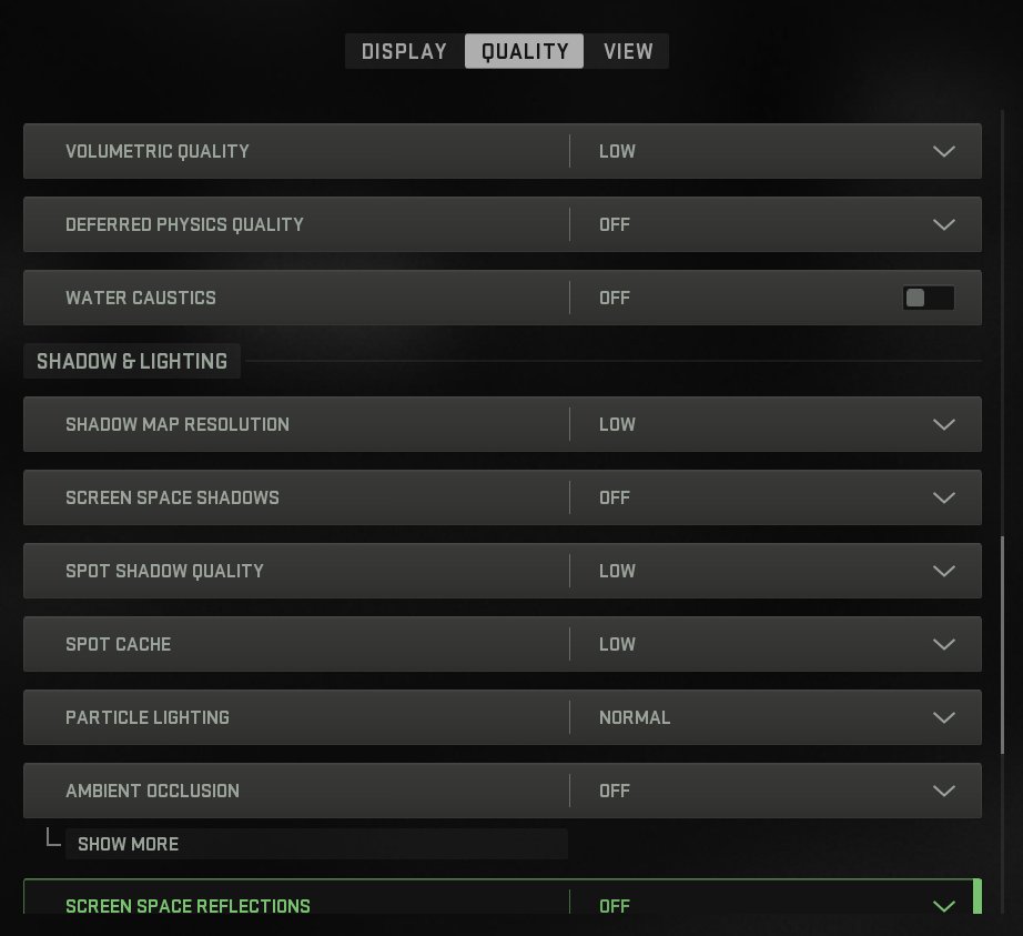 More Quality Settings/Visual Settings