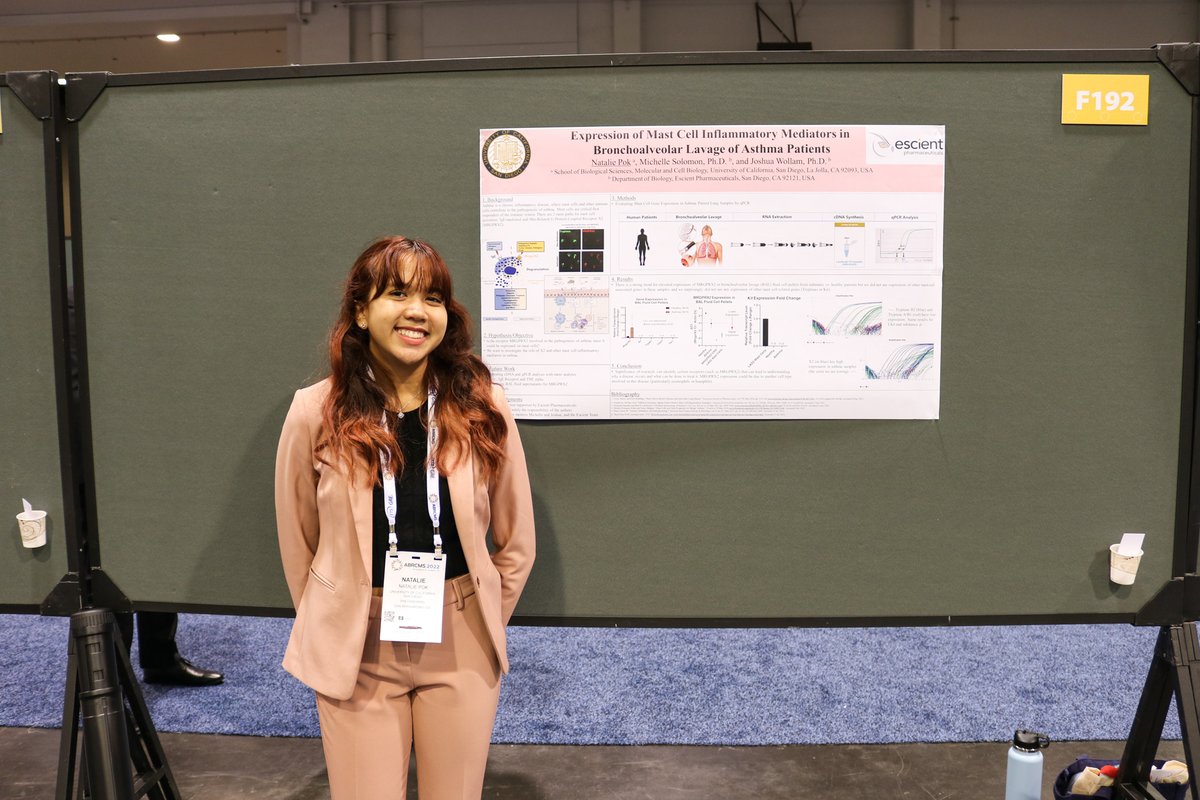 PATHSUCSD's tweet photo. Shoutout to P4 Scholar Natalie Pok for presenting her poster at the @ABRCMS Conference in Molecular and Cell Biology! Natalie's presentation was on the Mast Cell Inflammatory Mediators in the Bronchoalveolar Lavage of Asthma Patients.
#ABRCMS #STEM #PATHSProgram #UCSanDiego https://t.co/0QxEAruokz