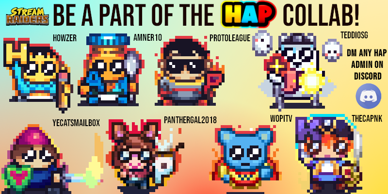 HAP4PARTNER's tweet photo. Wanna shout out a beautiful thing, When we started HAP we had no idea what it would become ❤️ . Slowly over time some amazing folks have joined the HAP &amp; @StreamRaiders
 Collab Skin. Recently we've added 3 new awesome skins. Check us out in discord. (https://t.co/Jz2AscrEW6) https://t.co/F48EjVzU7R