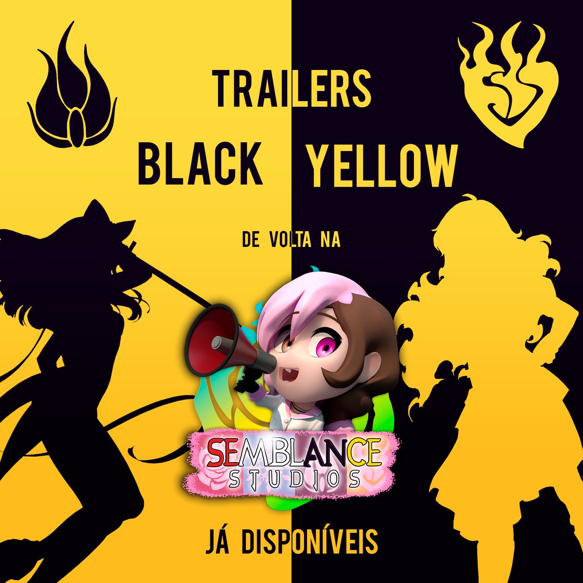 SemblanceStBR's tweet photo. TRAILERS BLACK E YELLOW DE VOLTA!! 🖤🐝💛

Nossas abelhinhas voltaram! E melhores do que nunca!! Com música regravada, mixagem refeita, e maravilhosas novidades no elenco, o #TrailerBlack e o #TrailerYellow de #RWBY em português estão de volta ao canal!!+ https://t.co/DGcgODOvmS