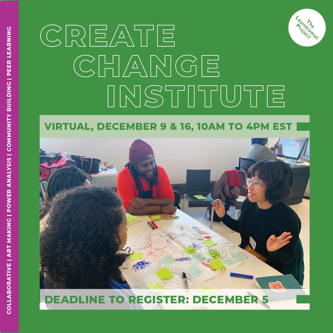 LaundromatProj's tweet photo. Interested in exploring The LP’s community engaged art pedagogy, but unable to commit to our long term Fellowship or Residency? #CreateChangeInstitute is for you. Join us 12/9 &amp; 12/16 for a 2-day intensive version of our program: https://t.co/QZQZ1Nqfn7 https://t.co/fhRNLLxSfj
