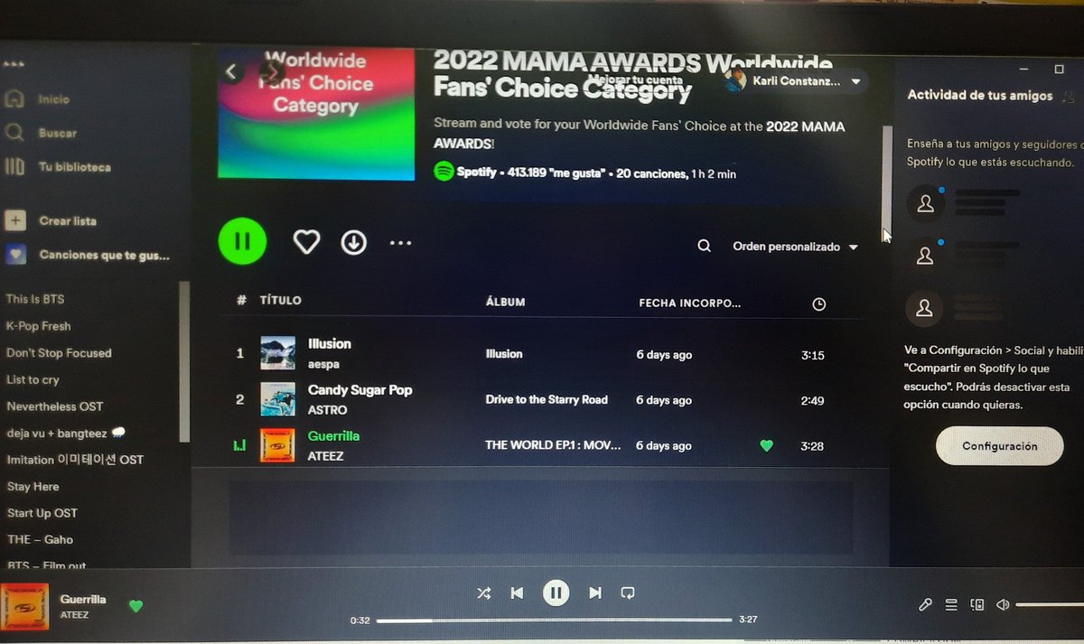 JONGHO_DIARYY's tweet photo. ATEEZ SPOTIFY Y YOUTUBE❗🎤
Recuerden que tambien tenemos como criterio spotify 30% deben ingresar a la playlist oficial de los MAMA y deben reproducir solamente Guerrilla pasado los 30 segundos su voto se habra emitido correctamente +  
@ATEEZofficial #ATEEZ #에이티즈 https://t.co/lHDk2xAo9k