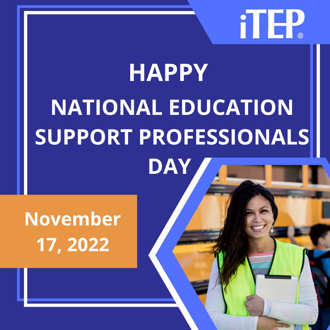 iTEP_exam's tweet photo. Today we're celebrating all those who provide invaluable services and are essential partners in education. We couldn't do it without you!
#itep #itepexam #internationaleducationweek #education #english #englishtesting #IEW2022 #IEW22 https://t.co/N5GeIBccpH