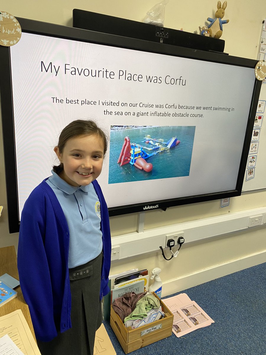 TarvinPrimary's tweet photo. A wonderful class assembly in King-Smith class today. We loved hearing all about your cruise and the places you visited. #speakingandlistening #classassemblies https://t.co/xJEmLanQQk