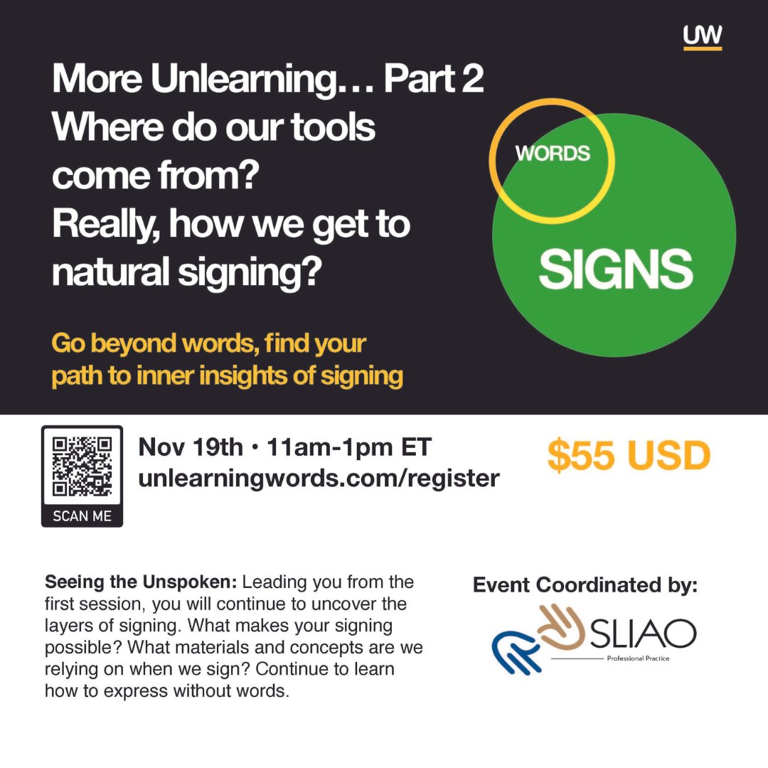 Hello #interpreters! Are you ready to discover the secrets of #SignLanguage?

Join us this Saturday at 11 a.m. ET in welcoming Seth Gore for Part 2 of his workshop Unlearning Words.

Register to save your spot: bit.ly/3EgZoiC

Email any questions to sethjgore@gmail.com.