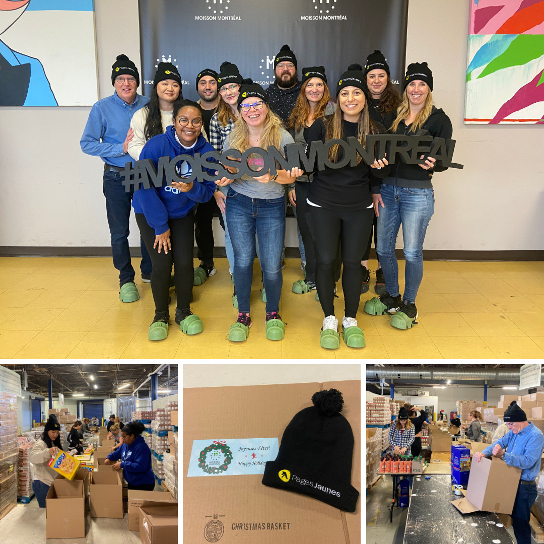 Last week, a group of Yellow Pages employees volunteered at @MoissonMTL and packed 7 pallets worth of food boxes that will be donated to families during the holiday season. We're proud of the team for their efforts to this worthy cause!