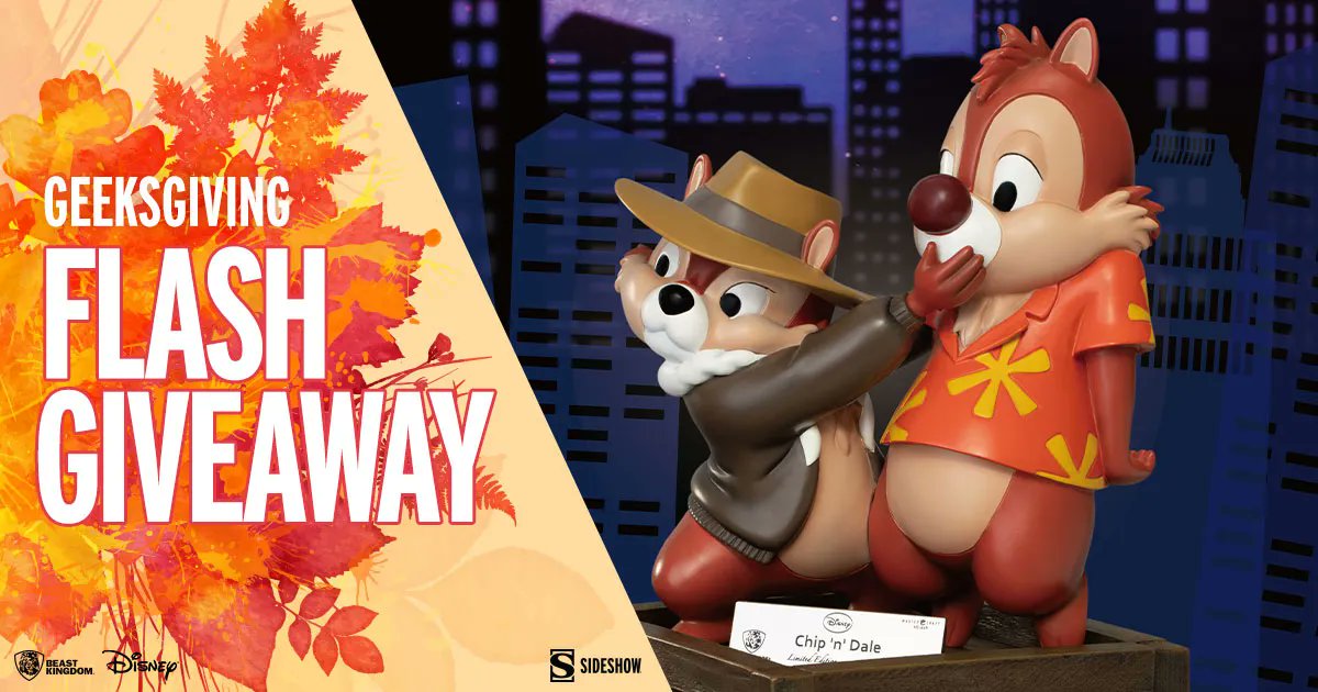 collectsideshow's tweet photo. To celebrate #Geeksgiving, we’re giving away the Chip N’ Dale Statue by @beast_kingdom. For a chance to win: 

LIKE this post 
FOLLOW us 
Reply w/ Who is your favorite, Chip or Dale? 
Tag 1 friend in your reply 

Ends TODAY @ 4 PM PT! T&amp;C: https://t.co/XFChPRajWm https://t.co/pIJsfI0eKN