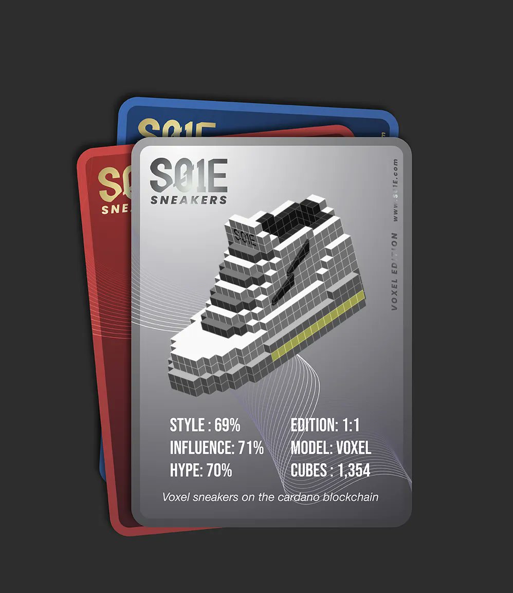 s01eNFT's tweet photo. @s01eNFT Sneaker Cards come in various colours. #MintingSoon
- NO WL required
- Max 10x per Transaction
- Unlimited per wallet
#CNFTs #CNFTCommunnity #CNFTdrop #cnftgiveaway #sneakers #nft #voxel #nftcardano #nftada #nftsneaker #pixel #sneakerboxes https://t.co/L7ArO2HQOG