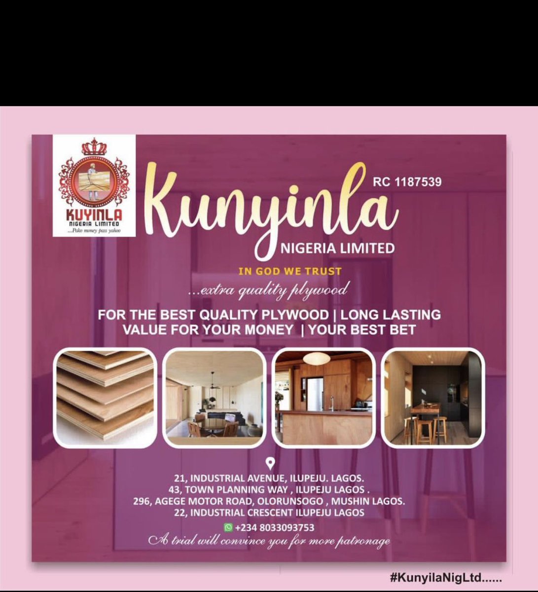 ariyike_taiwo's tweet photo. When it comes to undisputed quality 

Look no further 

Kunyinla Nigeria limited is your guaranteed plug for extra quality 💯💯💯

#KUNYINLANIGLTD
#KUNYINLANIGLTD
#SuperEagles 
#BelievingIsWonderful
#Dollars
#Wike
#MuslimMuslim
#Missionary https://t.co/dE1ub8sfUE