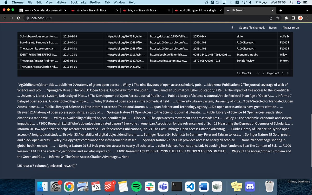 chinarddankhara's tweet image. Strange behavior. This is a streamlit dashboard. The aggrid prints the actual grid but then prints the grid string below. How do I stop this? #streamlit #dashboard #AgGrid #Python @streamlit