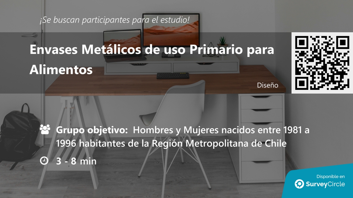 ¡Se buscan participantes para estudio!

Tema: 'Envases Metálicos de uso Primario para Alimentos' surveycircle.com/MRT35N/ via @SurveyCircle

#envases #EnvasesMetálicos #alimentos #consumo #millennials #encuesta #surveycircle