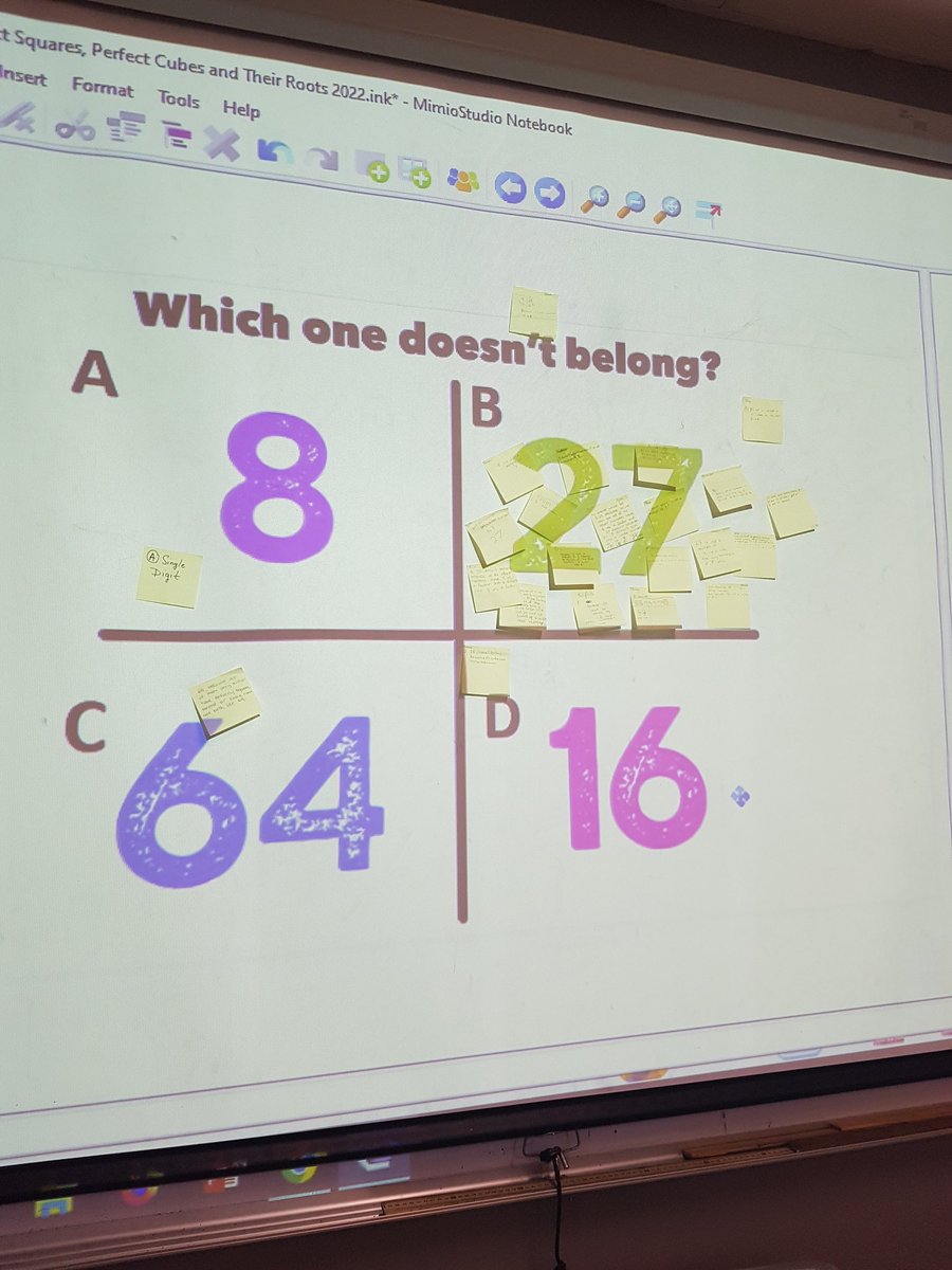 MsStew_HRCE's tweet photo. Using inquiry based learning to review Perfect Squares and Cubes in Math 10 #whichonedoesntbelong @HRCE_NS @HalifaxWestHS @HRCE_Math https://t.co/EM7cqYJE9y